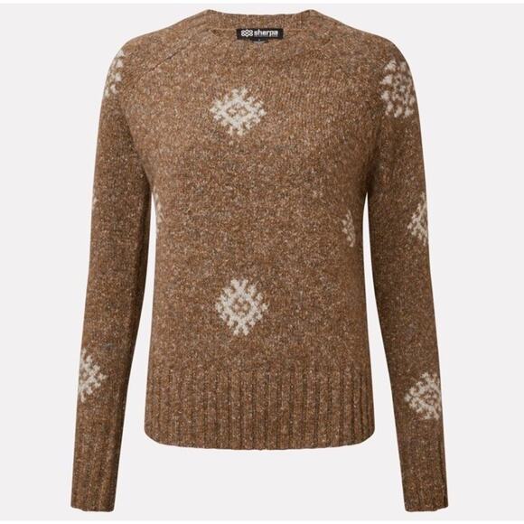 Sherpa Adventure Gear Vindo Crew Sweater Womens M Brown Wool Blend Raglan Sleeve - Picture 1 of 9